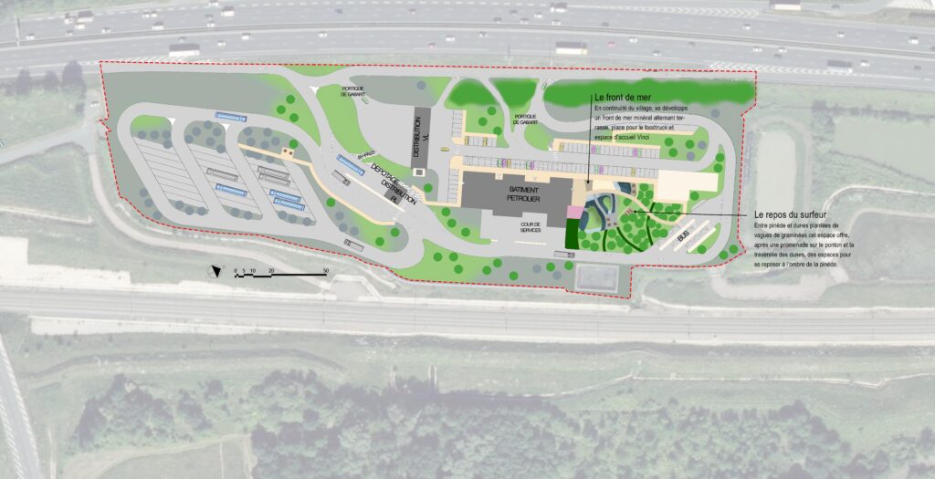 Plan masse de l'aire d'autoroute de Meillac – Le perchoir paysage Plan masse du projet d'aménagement paysager de l'aire d'autoroute de Meillac à Cubzac-les-Ponts