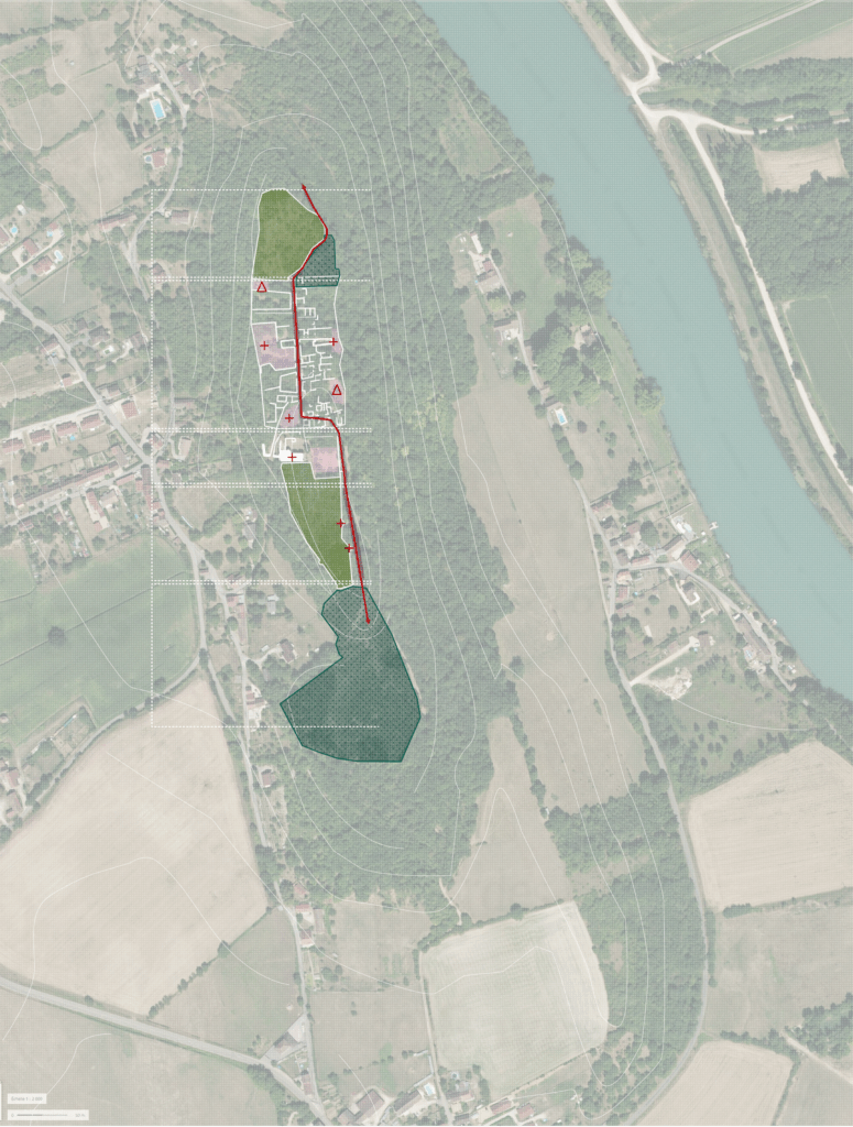 Cartographie des séquences paysagères et de l'organisation spatiale du site de Quirieu