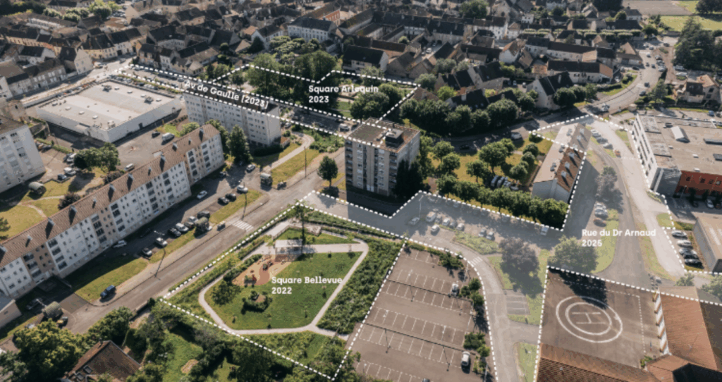 Diagnostic urbain et vue aérienne de l'entrée de bourg – Le perchoir paysage Vue aérienne et diagnostic d'insertion urbaine pour le projet de requalification de l'entrée de bourg de Chagny