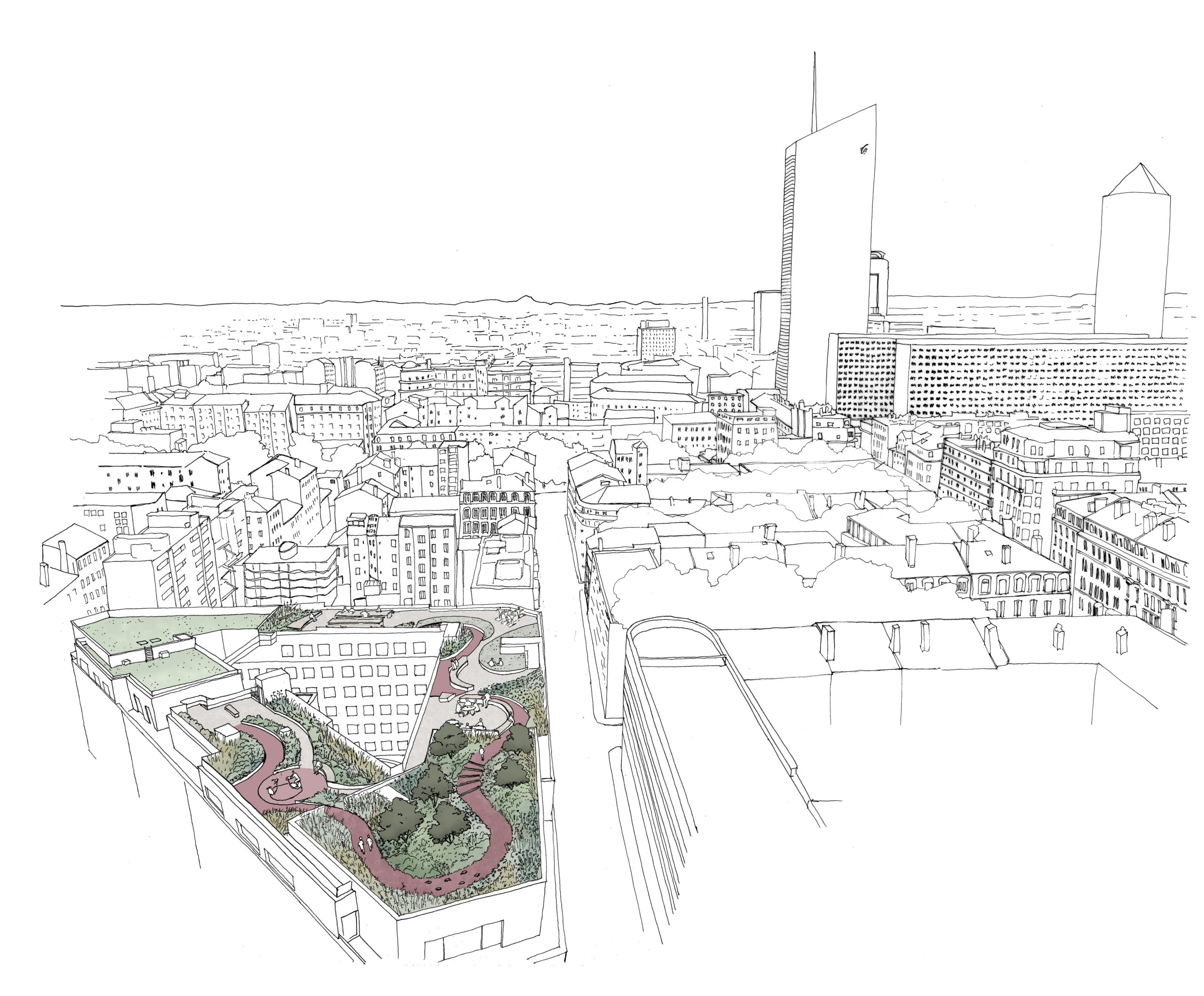 dessin du projet de la toiture Next Icade à Lyon