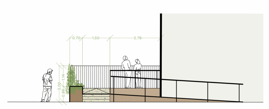 Coupe technique de la réhabilitation des espaces extérieurs de la résidence Cité Jardin à Lyon 7e