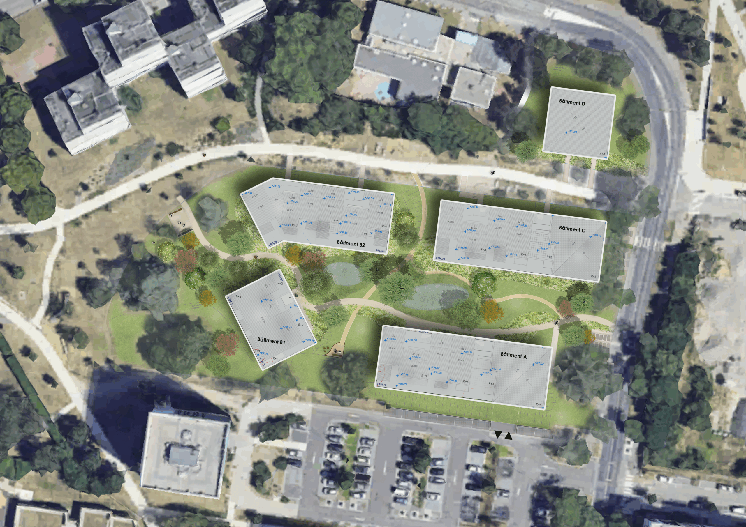 Vue d'ensemble du site, place Lyautey à Rillieux-la-Pape