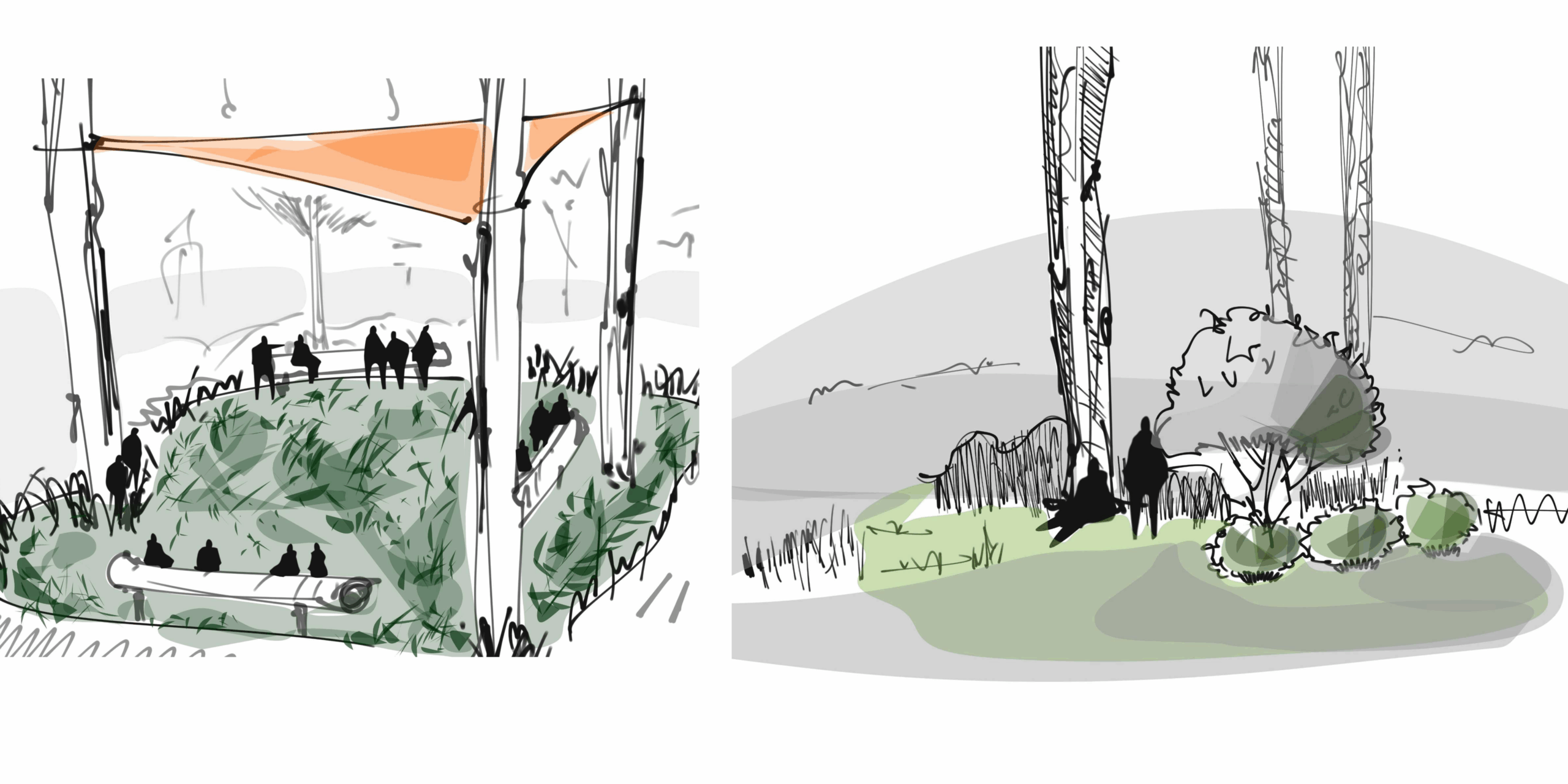 Aménagement cour d’école Jacques Prévert, espaces calmes et ombragés sous les arbres