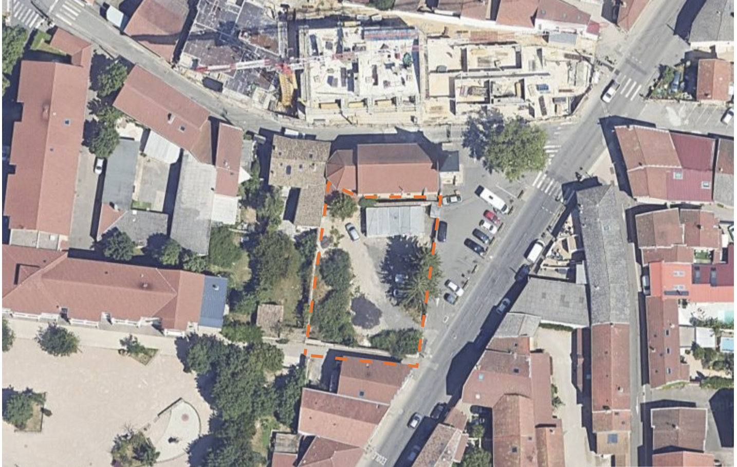 Vue aérienne du projet d'aménagement du centre-bourg de Vancia à Rillieux-la-Pape, par le perchoir paysage 