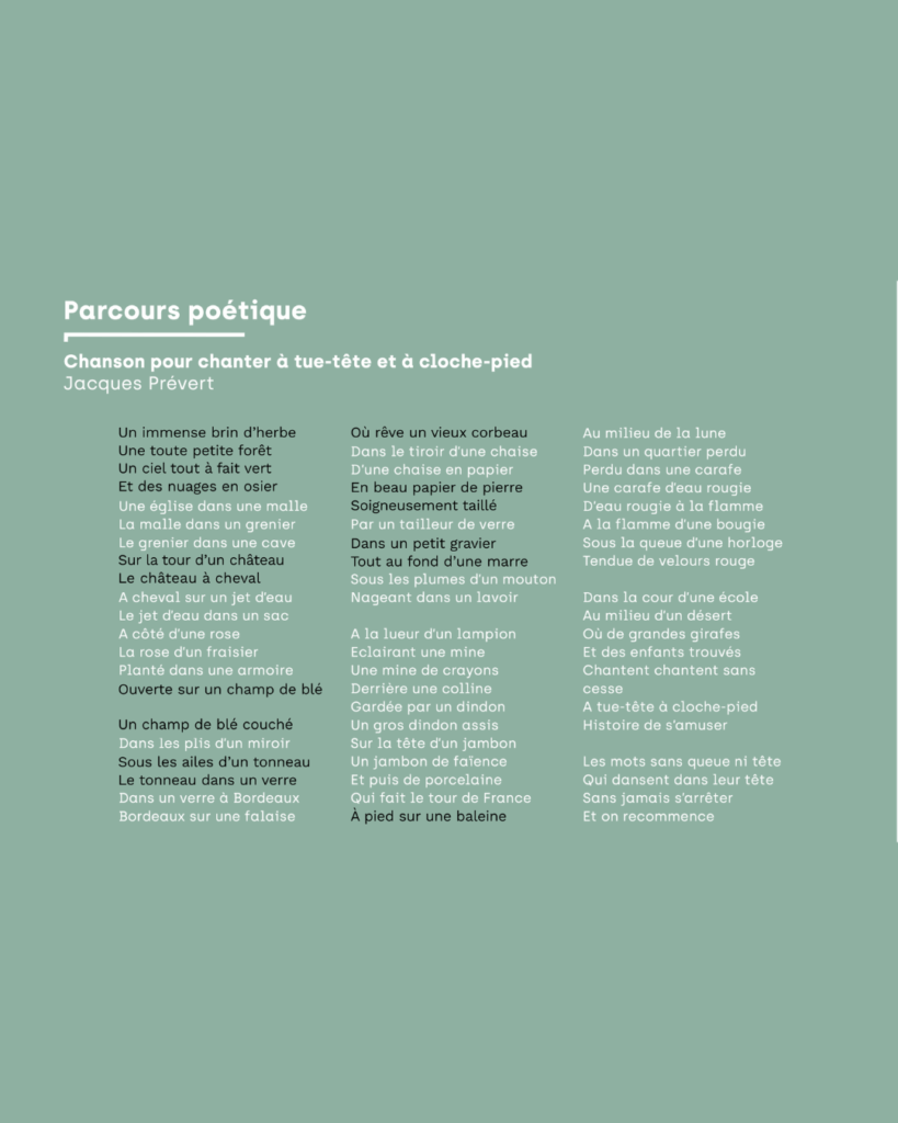 Atelier créatif autour d’un poème de Jacques Prévert pour le futur square
