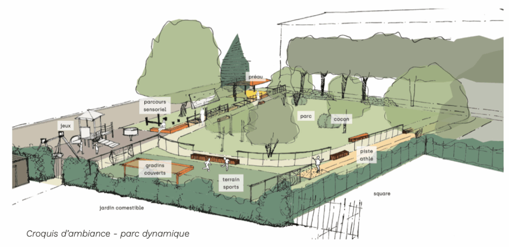 roquis d'ambiance du parc dynamique de l'IES Les Primevères · le perchoir paysage