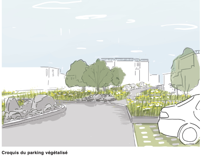 Croquis du parking végétalisé de la résidence La Vanoise · le perchoir paysage