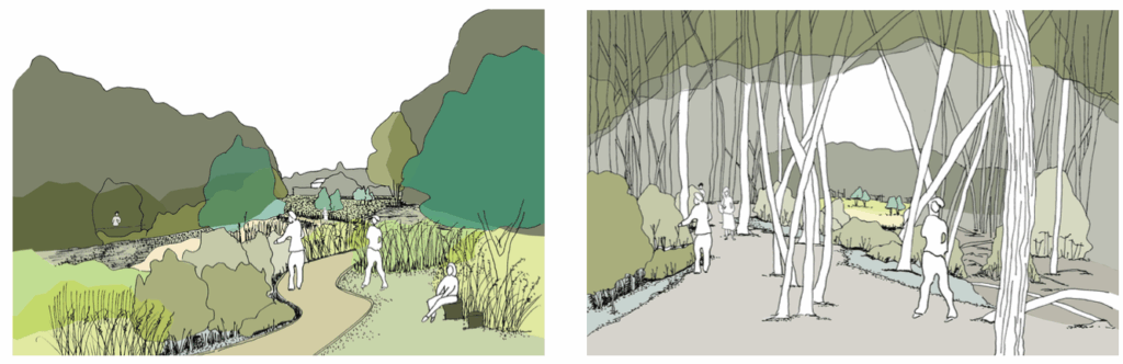 Croquis d'aménagement de biodiversité à Lissieu par le perchoir paysage